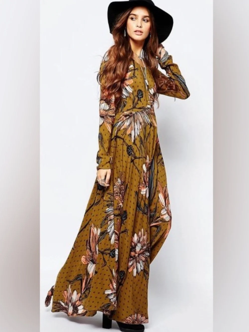 Free People First Kiss Dress in Goldenrod Combo